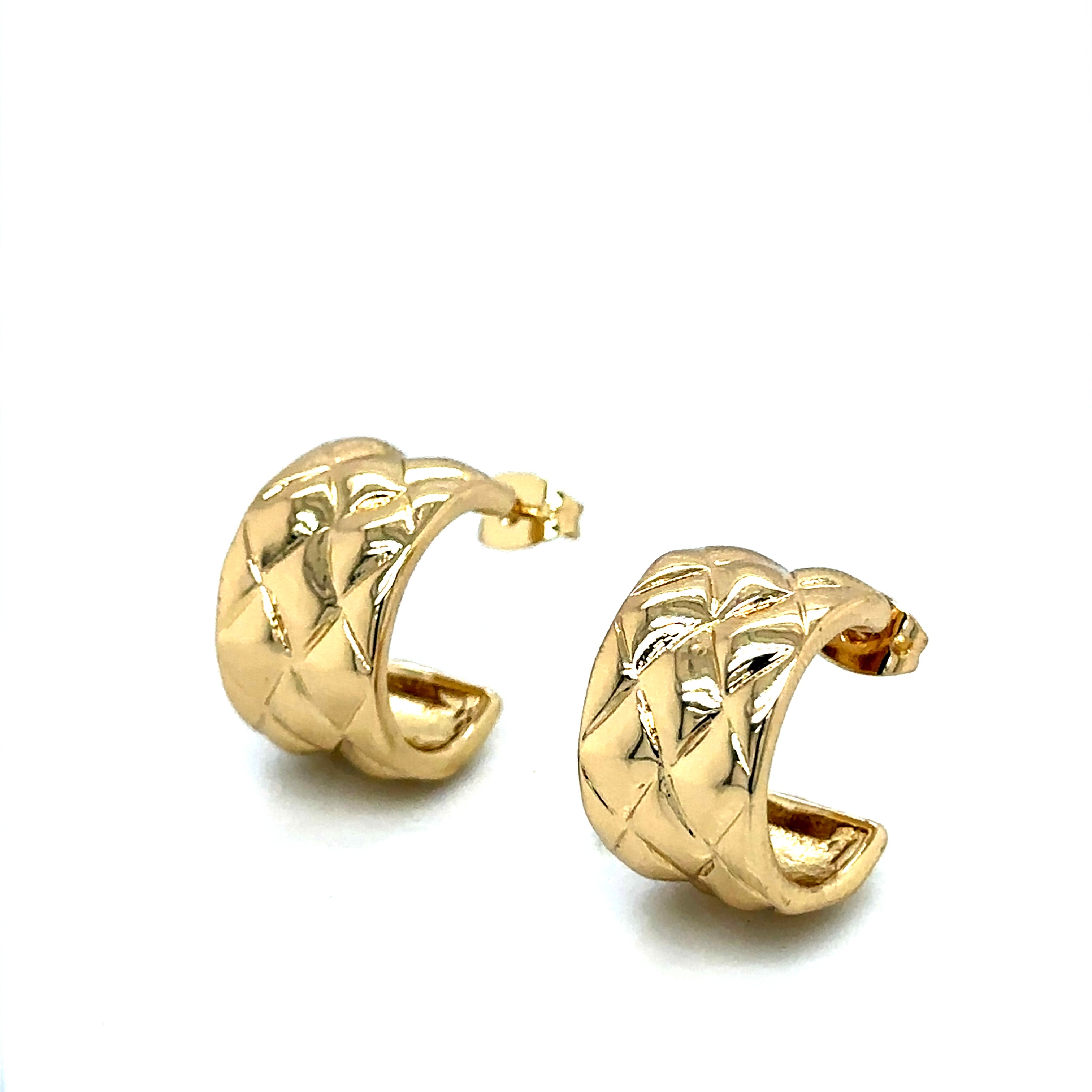 Textured Gold-Plated Half Huggie Earrings image 3
