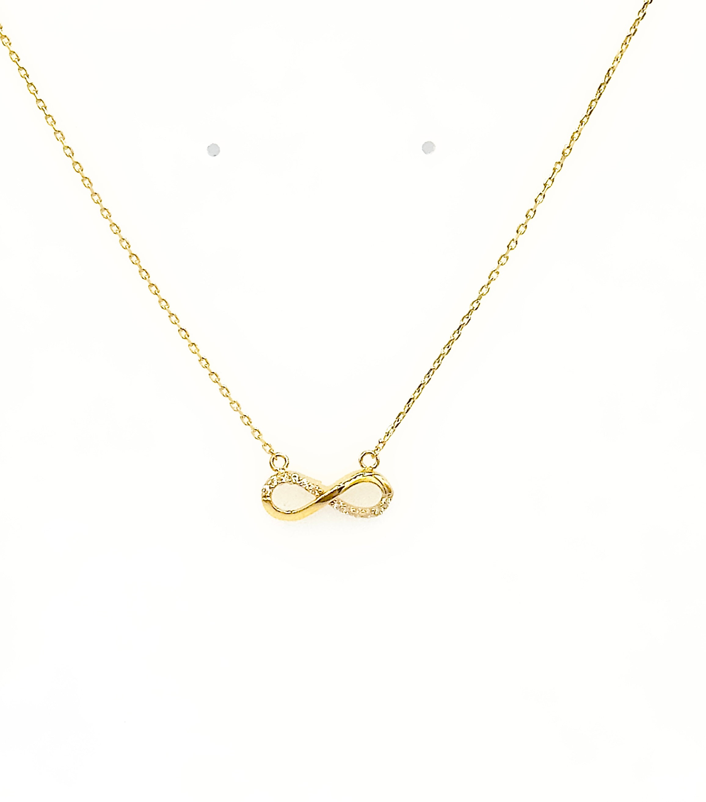 Infinity Pendant Necklace in Real 14K Gold  with Cubic Zirconia image 1
